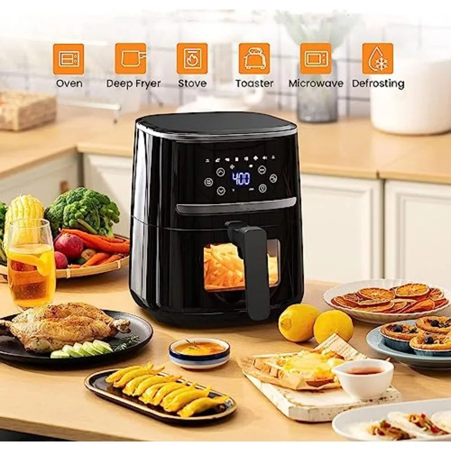 Air Fryer Oven - 5 Quart Digital Air Fryer with 8 Cooking Presets, Visible Cooking Window, LCD Touch Screen, Nonstick Dishwashe