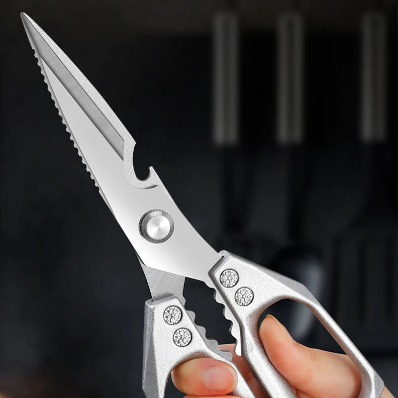 Kitchen Scissors Multi-functional Stainless Steel Aluminum Handle Household Scissors for Cutting Chicken and Fish Special Shears