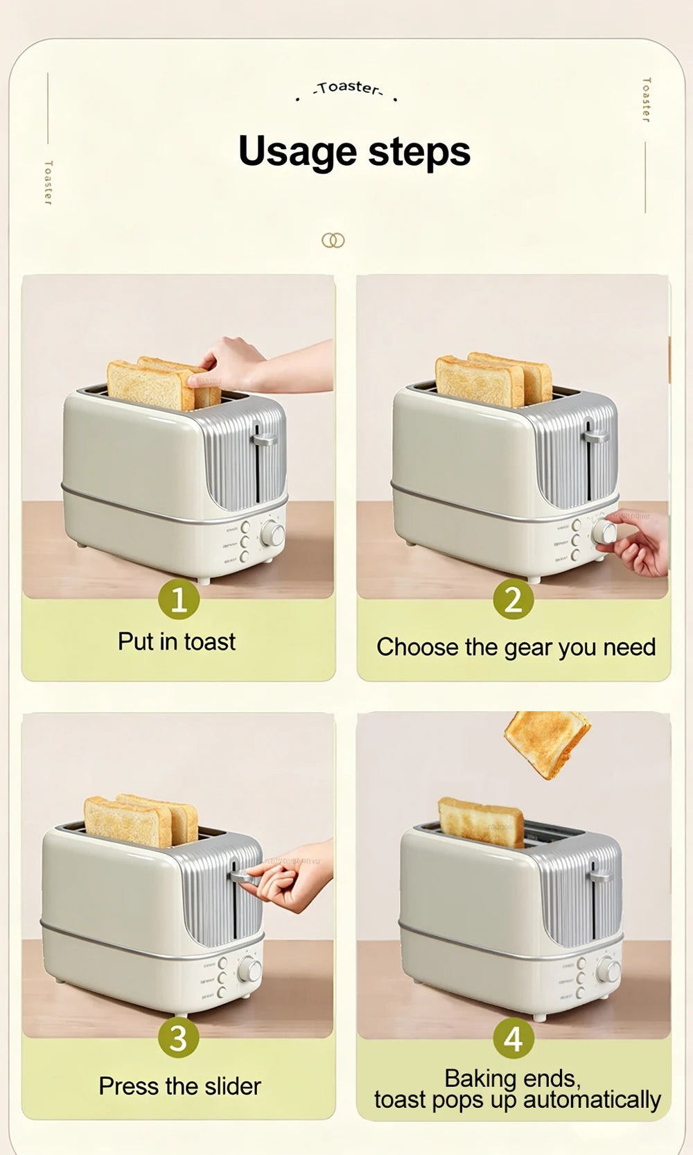 Double Slot Toaster 7 Browning Levels Extra Wide Slot Toaster with Reheat, Defrost and Cancel Includes a Detachable Crumb Tray