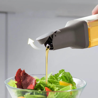 500ml Glass Oil Bottle Opening And Closing Olive Oil Condiment Container Household Kitchen Square Leak-Proof Dispenser Bottle
