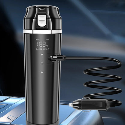 12V/24V Car Heating Cup Smart Temperature Control Electric Kettle Stainless Steel Car Heated Smart Mug 500ML Water Warmer Bottle