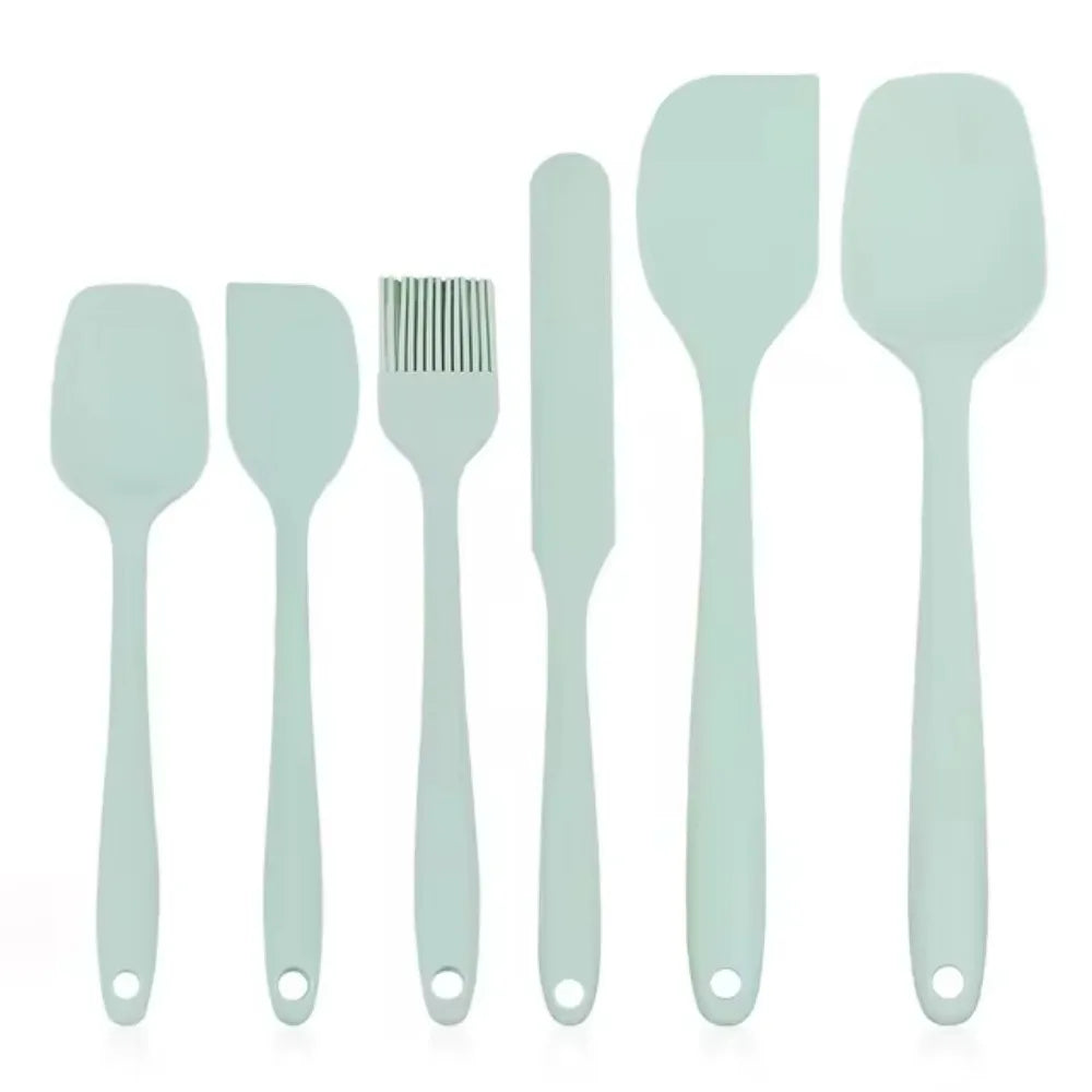 6Pcs Silicone Spatula Set Food Grade Non Stick Heat Resistant Spatulas Turner for Cooking Baking Mixing Baking Tools