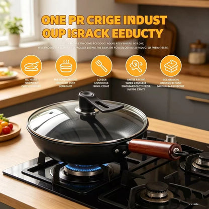 28cm Non-Stick Frying Pan with Lid, Premium Steak Skillet, Multipurpose Egg & Pancake Pan, Compatible with Induction and Gas Stoves