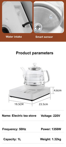 1350W Multifunction Automatic Bottom Electric Kettle Temperature Control Glass Teapot Home Tea Brewing Machine Auto Power Off 1L
