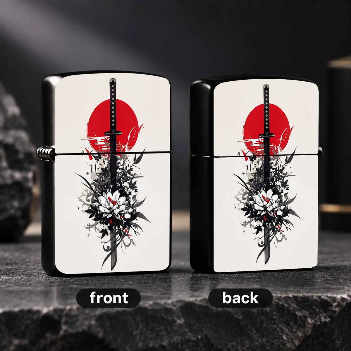 Japanese Style Samurai Sword Themed Lighter, Exquisite Ukiyo-E Art Pattern Design, Portable Stylish Ignition Tool, Perfect For Daily Use Outdoor Activities Gifting Collection, Fits All Scenarios With Unique Aesthetic De A Hum