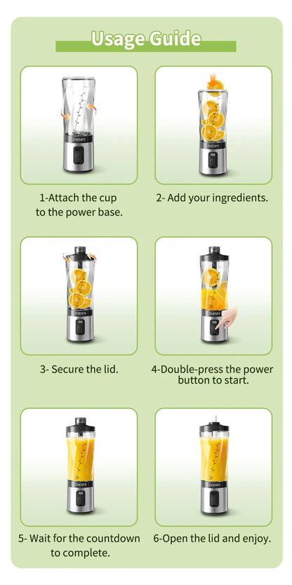 ZHENMI Personal Portable Blender with Digital Auto-Countdown Display, 20oz Leakproof Travel Cup with Guarded 6-Blade for Ice Cru