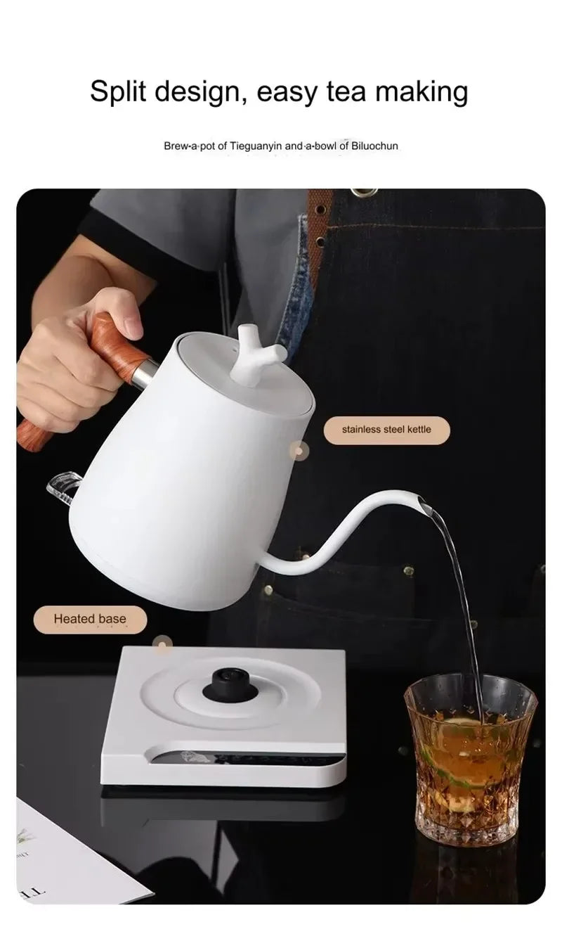 TINSOL 1L Electric Gooseneck Kettle, Manual Brewing Coffee Pot, Smart Teapot, Temperature Control Kettle, 1200W Fast Heating