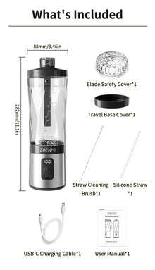 ZHENMI Personal Portable Blender with Digital Auto-Countdown Display, 20oz Leakproof Travel Cup with Guarded 6-Blade for Ice Cru