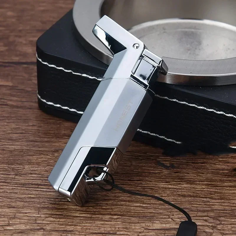 New Metal Cigar Lighter Windproof Flame Turbo Lighter Welding Torch Butane Gas Cigar Lighters Gift Spray Gun Kitchen Outdoor BBQ