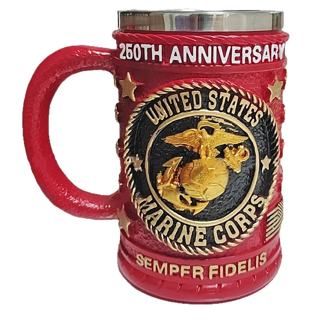 1pcs Navy Cup Air Force Anchor Plane Wine Mugs Resin Stainless Steel Army Beer Military  Mug Men Birthday Gift Coffee Wine New