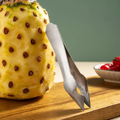 Pineapple Corer Slicer Cutter Pineapple Eye Remover Clip Strawberry Huller Fruits Peeler Stainless Steel Kitchen Knife Gadgets