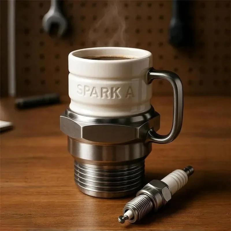 Spark Plug Coffee Cup Ceramic Car Themed Mug for Mechanics Garage Enthusiasts Creative Gift