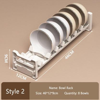 HeMu Adjustable Dish Rack, Expandable Plate Organizer for Kitchen Cabinet, Suitable for 6-9 Inch Bowls/Plates Kitchen Organizer