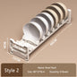 HeMu Adjustable Dish Rack, Expandable Plate Organizer for Kitchen Cabinet, Suitable for 6-9 Inch Bowls/Plates Kitchen Organizer