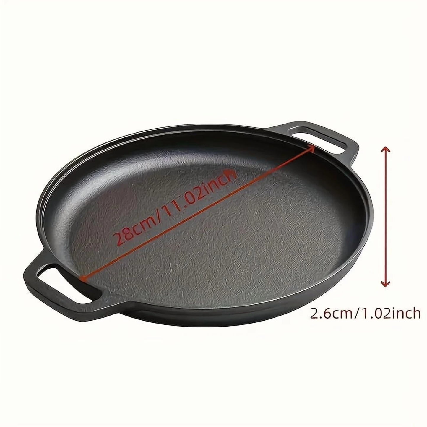 Multifunctional Cast Iron Skillet — Non-Stick Design, Ideal for Pizza, Grilling, and Pancakes — Compatible with All Stove Types