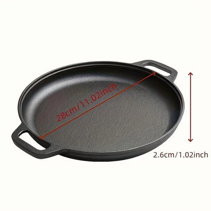 Multifunctional Cast Iron Skillet — Non-Stick Design, Ideal for Pizza, Grilling, and Pancakes — Compatible with All Stove Types