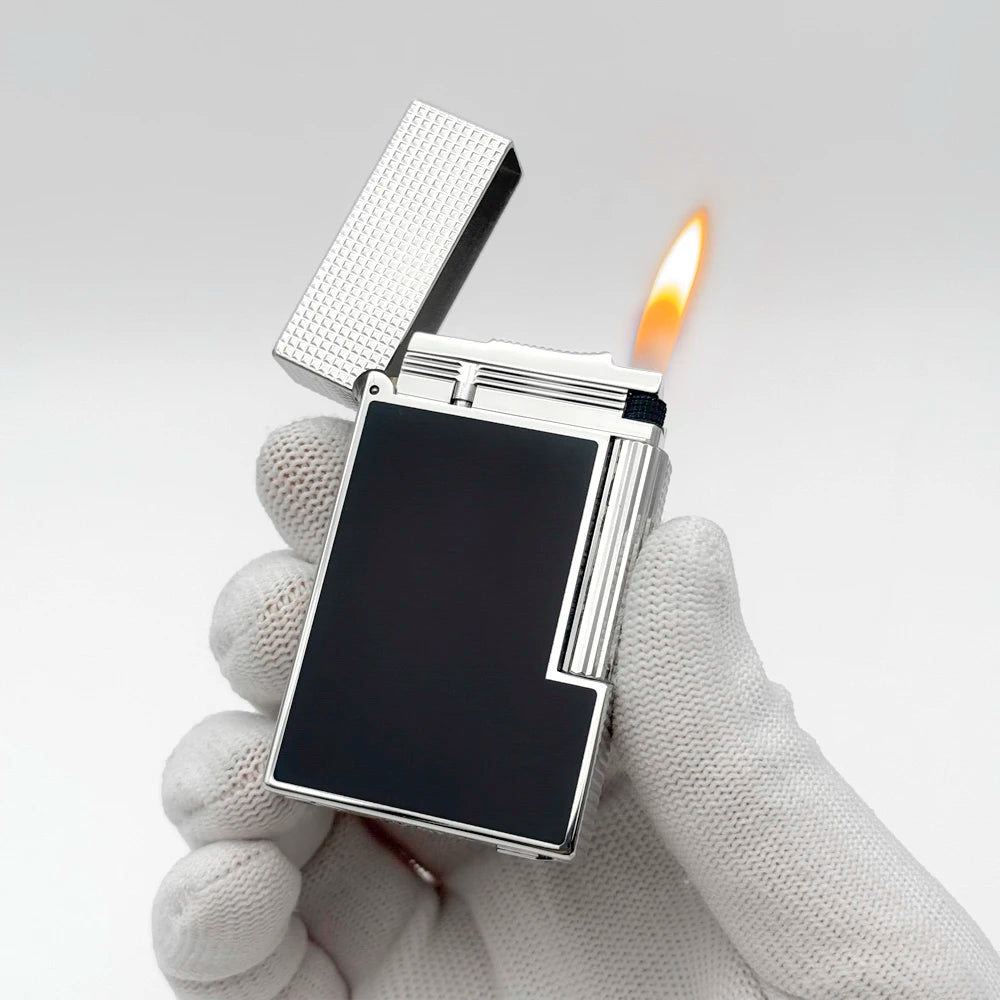 Gas Flame Lighter Metal Glossy Vs Matte Lacquer Cigar Accessories Smoking Cigarette Tools Includes Nozzle Adapter