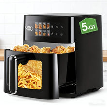 This 5-Quart Air Fryer Is an 8-In-1 Electric Hot Air Oven Equipped with an LED Touchscreen, Ensuring Even Heating of Food with a