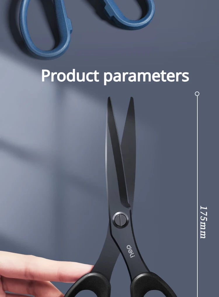 Deli 210/175mm Black Stainless Steel Scissors Business Office Stationery Home Tailor Shears Kitchen Knife Cutter Cutting Tool
