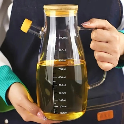New Food-grade Oil Dispenser Bottle Large Capacity 900/1000ML Oil Storage Container Leak-Proof Glass Oil Pot Kitchen Tools