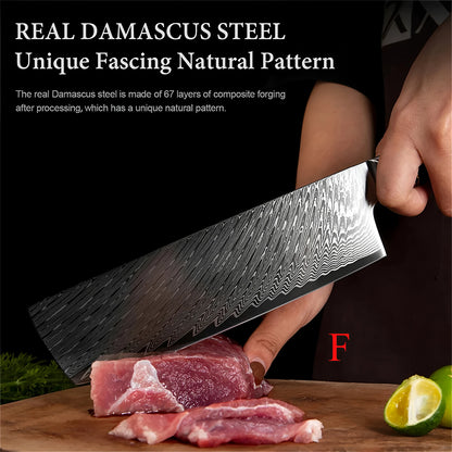 1PC,Japanese 67 Layer Damascus Steel Kitchen Knives Meat Utility Knife Kitchen Cleaver knife Cooking knife Home Kitchen stuff