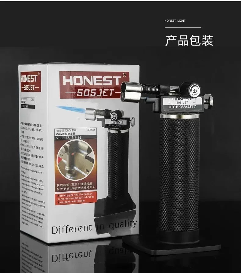 HONEST Double Flame Welding Gun Gas Torch Lighter Safety Lock Switch Jet Fire Open Fire Switching BBQ Kitchen Cigar Lighters