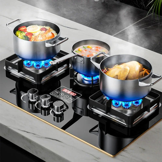 7.2KW Gas Stove Household Three Stove Timing Table Embedded Dual-purpose Natural Gas Liquefied Gas Fire Stove