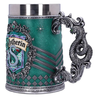 Vintage Medieval Heraldic Crest Beer Mug Lion Eagle Snake Badger Sculpture Handle Resin Stein Mug with Stainless Steel Liner