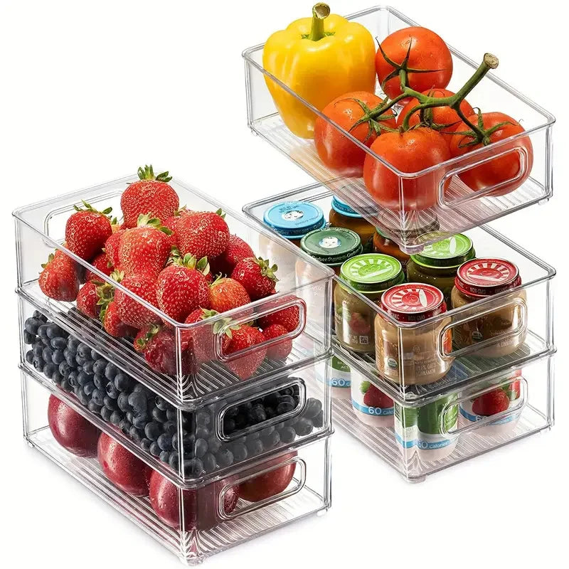 Transparent Refrigerator Organizers Durable Easy-to-Clean Multifunctional Food Storage Box for Fruits Vegetables Meats, Etc