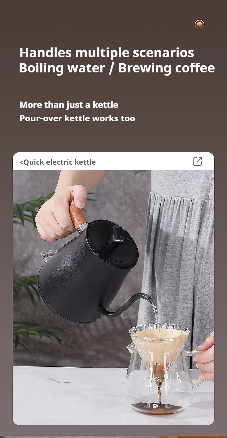 V60 1000W Fast Electric Kettle, 1L Capacity, 304 Stainless Steel, One-Touch Boil & Dry Burn Protection