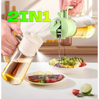 2 in 1 Oil Dispenser and Oil Sprayer Bottle Spray and Pour Olive Oils Sprayer Mister Cooking Olive Dispensers Bottle for Kitchen