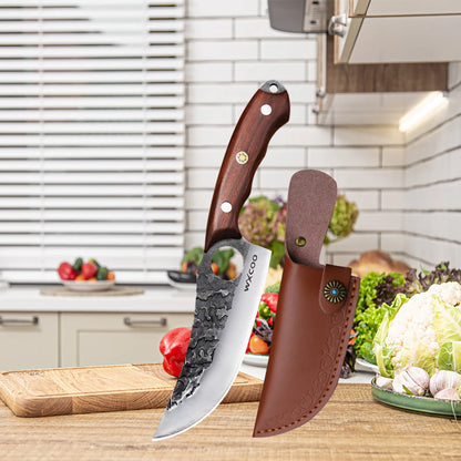 WXCOO Multifunctional Hand Forged Butcher Knife Kitchen Knife Durable Blade for BBQ Meat Cutting Boning Knife Wooden Handle
