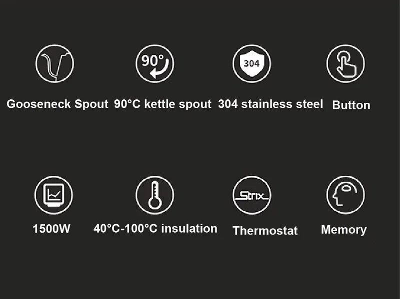 Home Electric Kettle 800ml Gooseneck Jug Hand brew Coffee Pot Thermo Pot Temperature-Control Heating Water Bottle Smart Teapot
