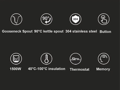 Home Electric Kettle 800ml Gooseneck Jug Hand brew Coffee Pot Thermo Pot Temperature-Control Heating Water Bottle Smart Teapot