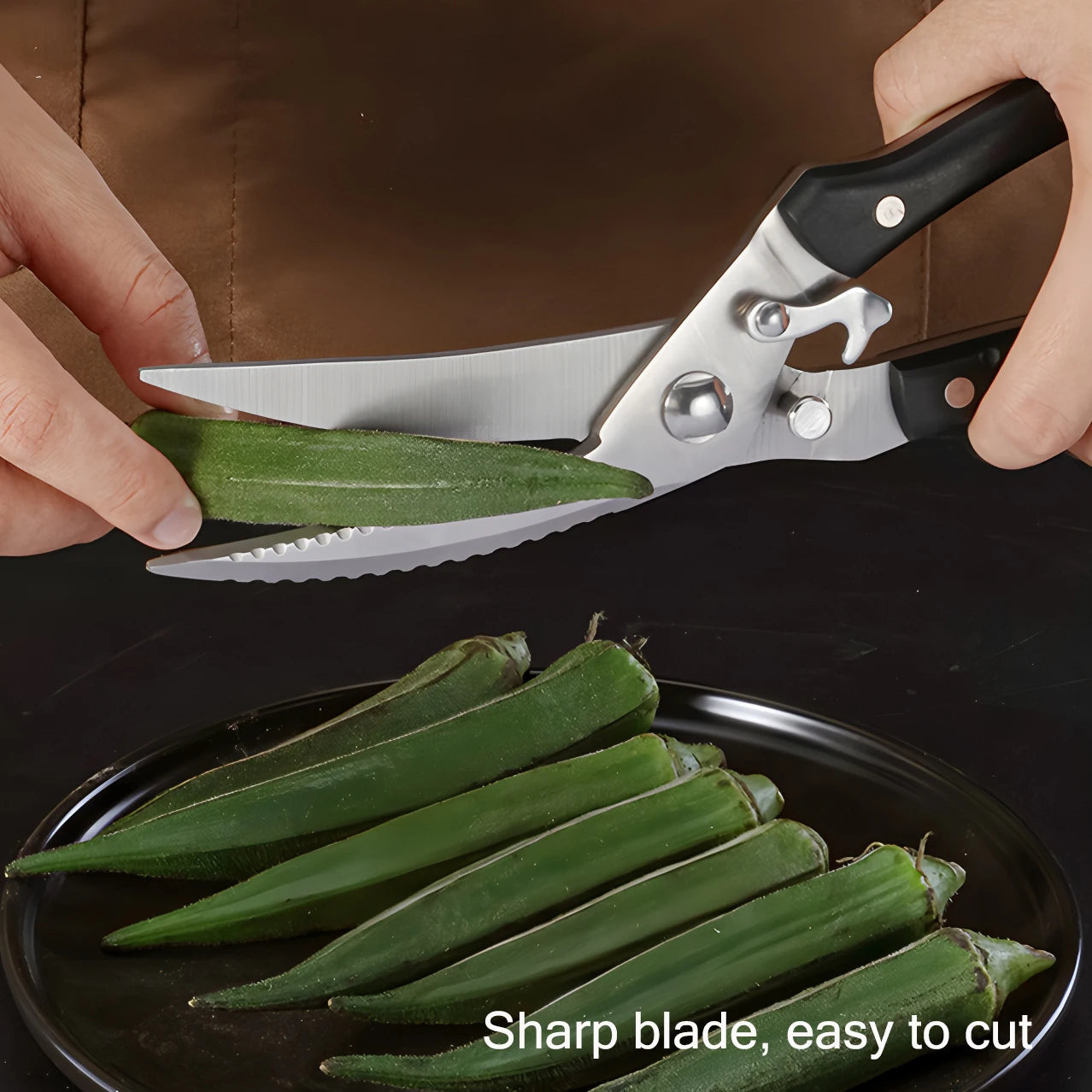 1PC，Stainless steel kitchen Scissors Barbecue Scissors Meat Fish Vegetable Cooking Kitchen Scissors Food Scissors Cooking Tools