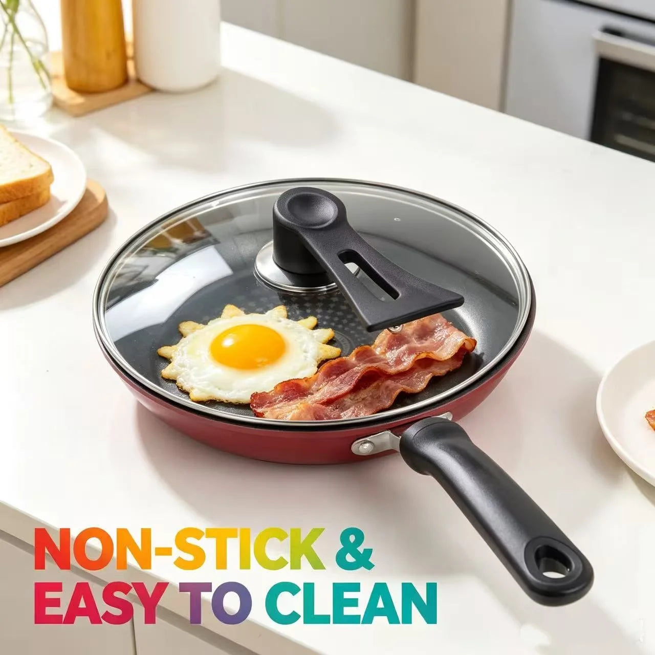 Non-Stick Cast Iron Frying Pan with Lid, Household Non-Stick Oil-Retaining Steak Frying Pan, Pancake Pan, Small Pan, Special Pan for Hand-Grabbed Pancakes, Frying Pan