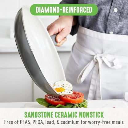 GreenLife Soft Grip Ceramic Nonstick 8" Frying Pan, PFAS-Free, Dishwasher Safe, Easy Cooking Skillet