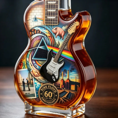 Artistic Guitar Shaped Whiskey Decanter Hand-Finished Glass Liquor Dispenser Decorative Barware Unique Gift for Whiskey Lovers
