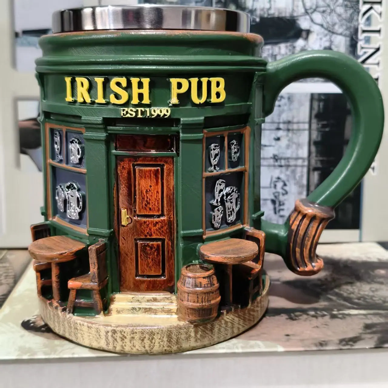 Novelty Irish Pub Design Coffee Mug Vintage Bar Style Cup for Daily & Gift Use