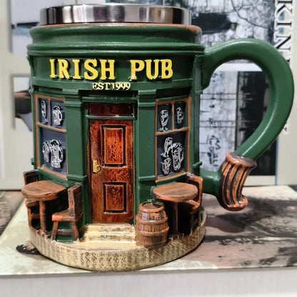 Novelty Irish Pub Design Coffee Mug Vintage Bar Style Cup for Daily & Gift Use