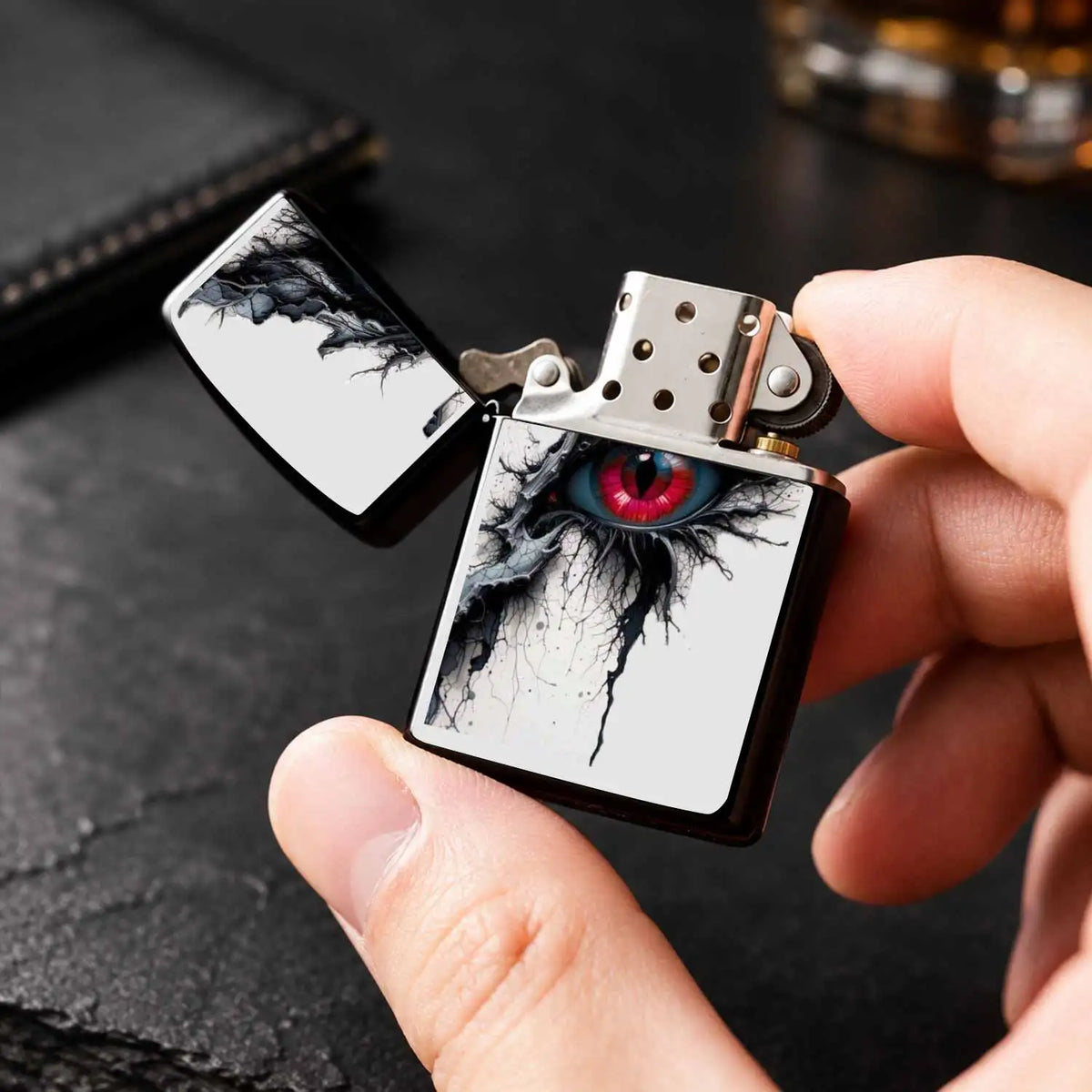 Dark Fantasy Dragon Eye Lighter, Striking Red Pupil Art Pattern Portable Igniter, Unique Stylish Accessory For Daily Use, Outdoor Camping, Candle Lighting, Birthday Party Decor, Exquisite Distinctive Gift For Fantasy Art Love