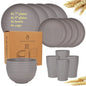 Natural Wheat Straw Tableware Set Dinnerware Sets Biodegradable Unbreakable Plates, Bowls, Cups Lightweight for Kitchen Camping
