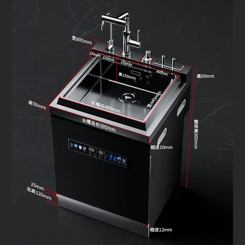 Dishwasher,Integrated Sink All-in-one,Kitchen Sink,Automatic Cleaning,Smart Home Appliance,Space-saving Efficient Dishwasher