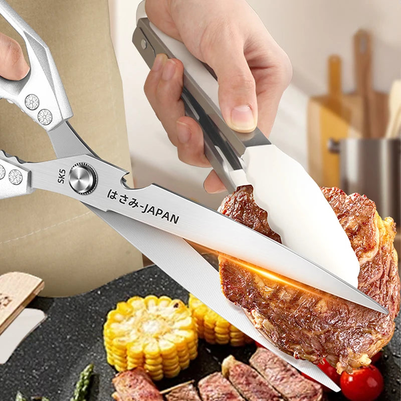 Extended Stainless Steel Kitchen Scissors Heavy-duty Barbecue Scissors Steak Shears,Multi-purpose Chicken Bone Scissors