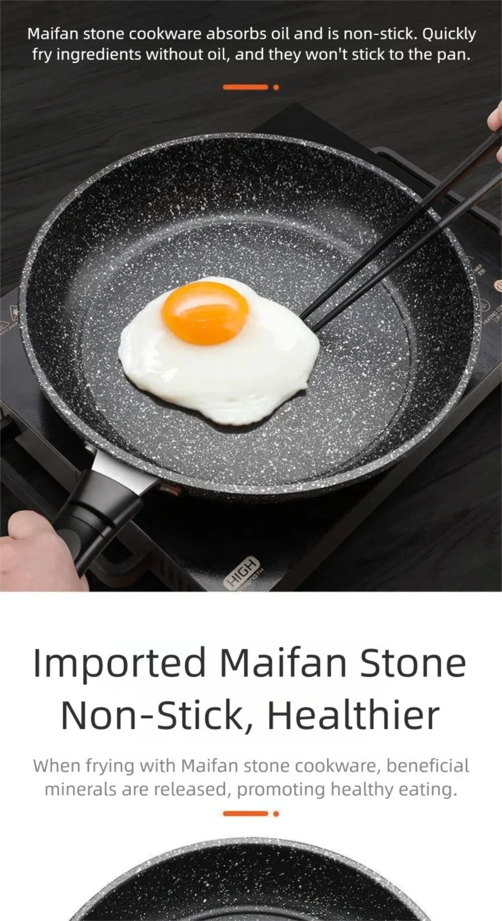 22/24/26/28cm Steak Frying Pan with Glass Lid Stone Skillet Cookware Muliti-Purpose NonStick Kitchen Cooking Tools
