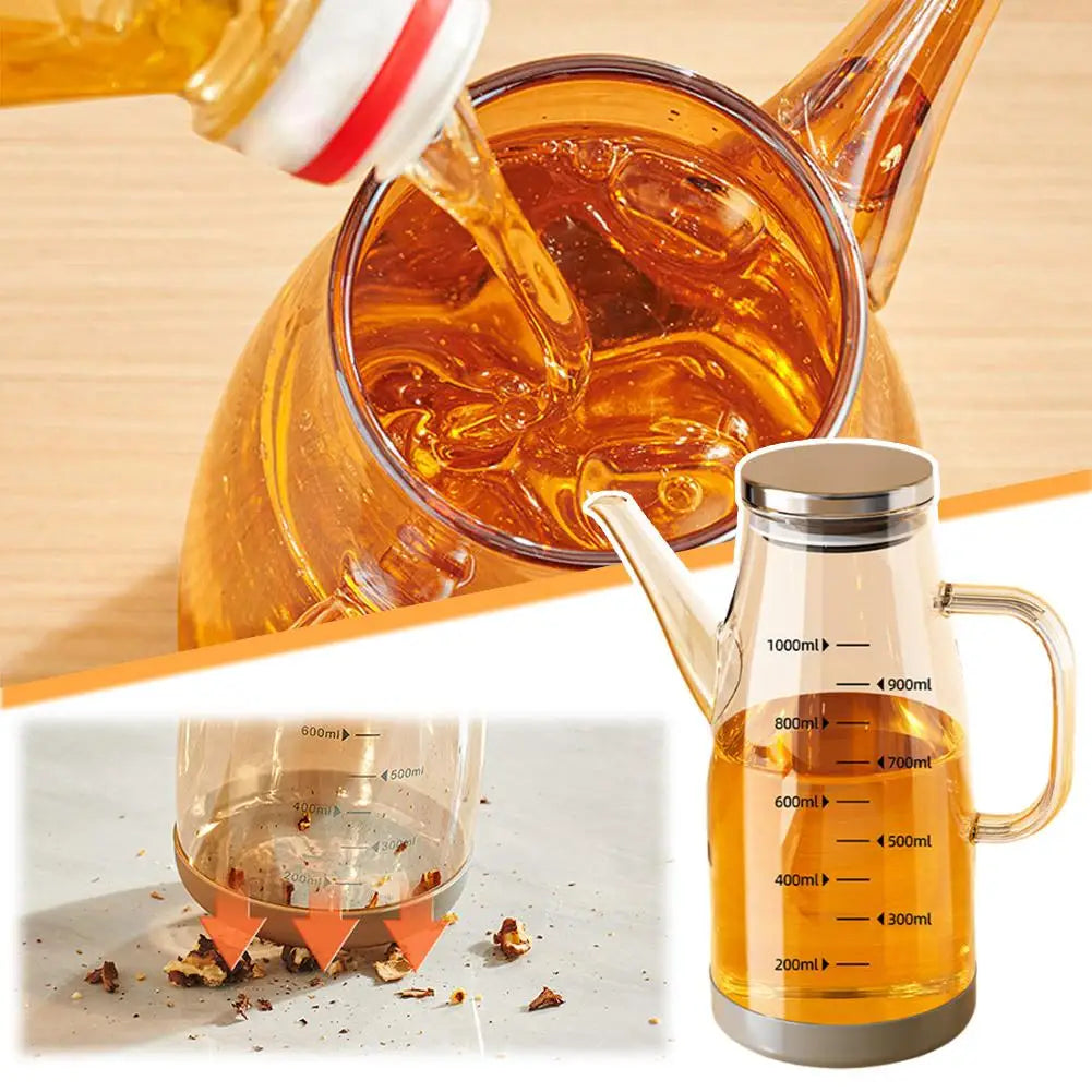 600/800/1000ml Oil Bottle Kitchen Glass Oil Pot Large Capacity Leak-Proof Pour Soy Vinegar Tank Oil Dispenser Kitchen Tools