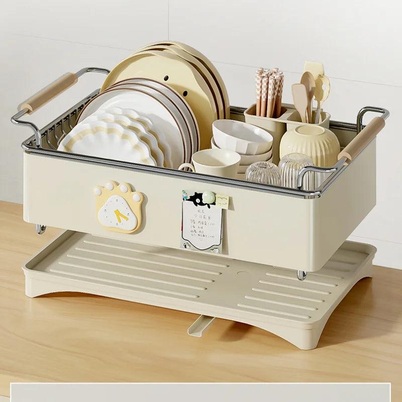 Dish Drying Rack, Kitchen Countertop Dish Drying Rack, 304 Stainless Steel Dish Rack, Stainless Steel Dish Rack with Drain Board