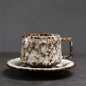 Traditional Arabic Coffee Cup and Dish Set Middle Eastern Style Kiln Transformed Coarse Ceramic Retro Handmade Mug
