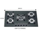 Built-In 5-Burner Multi-Head Gas Stove Tempered Glass Panel LPG/Natural Gas Battery Hotel Home Use Electronic Ignition