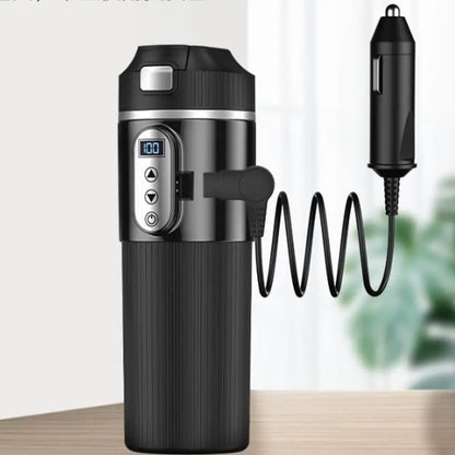 450ML Heated Coffee Mug 12/24V Stainless Steel Car Heating Cup Electric Kettle Water Warmer Bottle LCD Display Heat Preservation